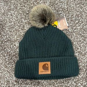 Carhartt Pom Beanie - fleece lined. Elm green